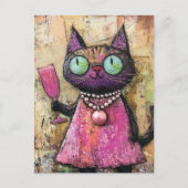 Schattige kat met Drink in de hand Briefkaart (Voorkant)