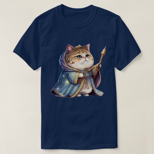 schattige kat met een blauwe jas en gouden kroon t-shirt (Design voorkant)
