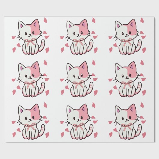 Schattige kat met een boog cadeaupapier (Vlak)