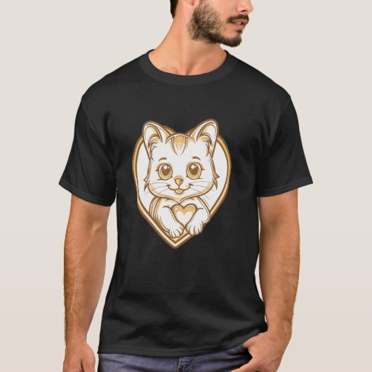 Schattige Kat Met Hart I Kat 1 T-shirt (Voorkant)