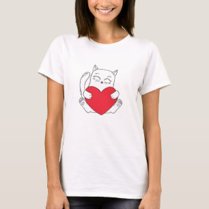 Schattige kat met hart t-shirt