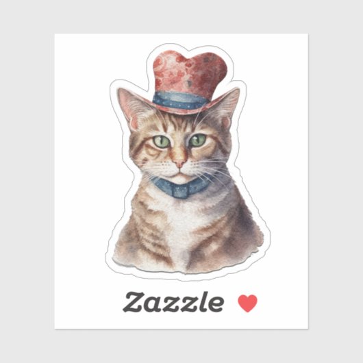 Schattige kat met hoed - Valentijnsticker Sticker (Vel)