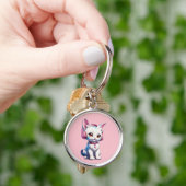 Schattige Kat met Hoofdtelefoon Magic Sleutelhanger (Hand)