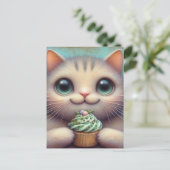 Schattige Kat met Katnip Cupcake Briefkaart (Staand voorkant)
