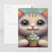 Schattige Kat met Katnip Cupcake Briefkaart (Voorkant / Achterkant)