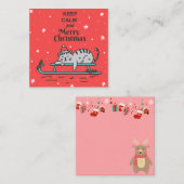 Schattige Kat met Kerst Notitiekaartje (Voorkant / Achterkant)