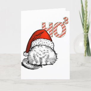 Schattige kat met kerstmannenhoed Ho tot de derde  Feestdagen Kaart