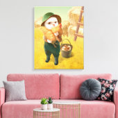 Schattige kat met kip op Boerderij Canvas Afdruk (Insitu (Woonkamer))