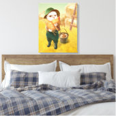 Schattige kat met kip op Boerderij Canvas Afdruk (Insitu (Slaapkamer))