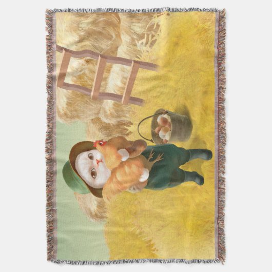 Schattige kat met kip op Boerderij Deken (Voorkant Verticaal)