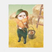Schattige kat met kip op Boerderij Fleece Deken (Voorkant)
