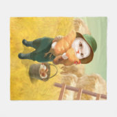 Schattige kat met kip op Boerderij Fleece Deken (Voorkant (Horizontaal))