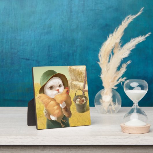 Schattige kat met kip op Boerderij Fotoplaat (Insitu)