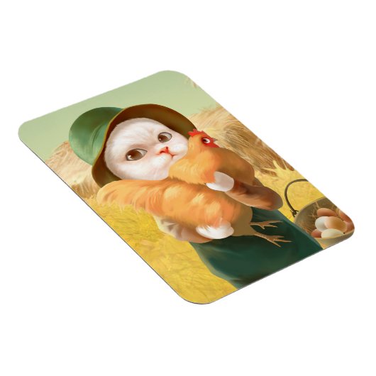 Schattige kat met kip op Boerderij Magneet (Rechterzijde)