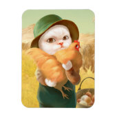 Schattige kat met kip op Boerderij Magneet (Verticaal)