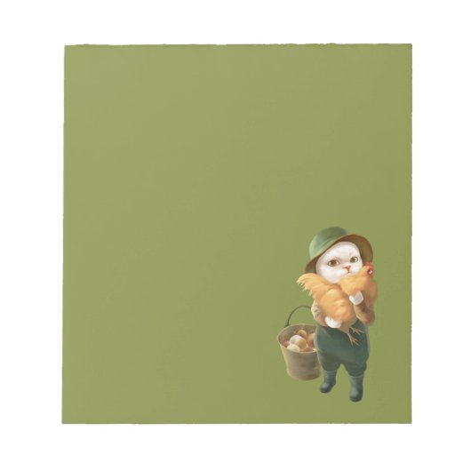 Schattige kat met kip op Boerderij Notitieblok (Voorkant)