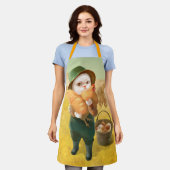 Schattige kat met kip op Boerderij Schort (Gedragen)