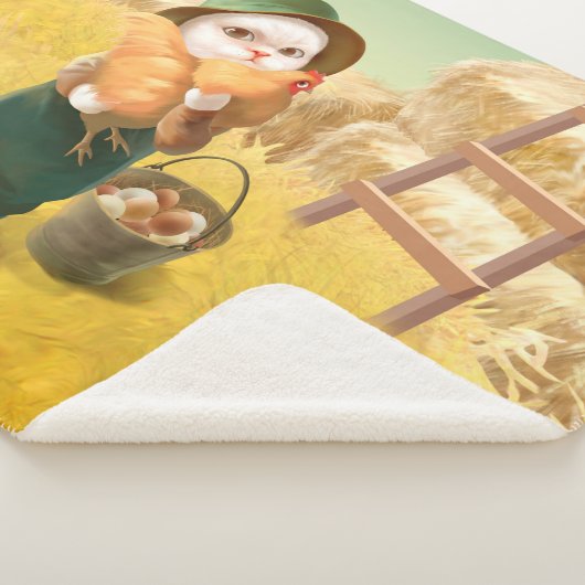 Schattige kat met kip op Boerderij Sherpa Deken (3/4)