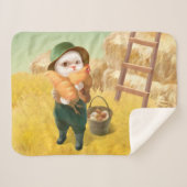 Schattige kat met kip op Boerderij Sherpa Deken (Voorkant (horizontaal))