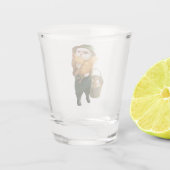 Schattige kat met kip op Boerderij Shot Glas (Achterkant)