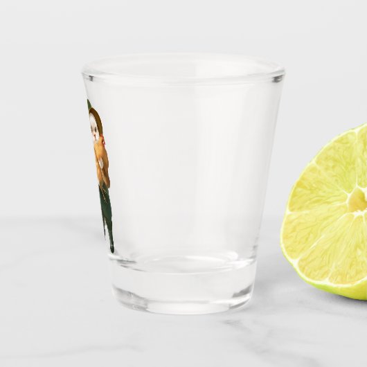 Schattige kat met kip op Boerderij Shot Glas (Rechts)