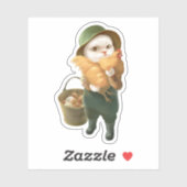 Schattige kat met kip op Boerderij Sticker (Vel)