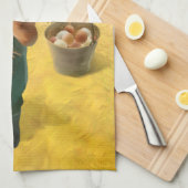 Schattige kat met kip op Boerderij Theedoek (Quarter Fold)