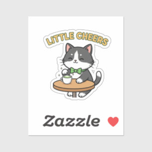 Schattige kat met kleine groene bierpul Cheers sti Sticker