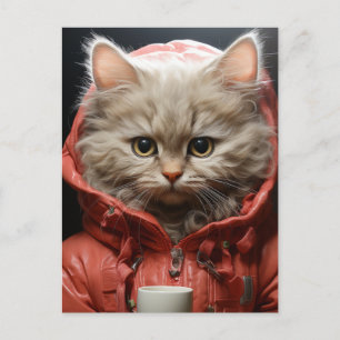 Schattige kat met koffie briefkaart