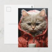 Schattige kat met koffie briefkaart (Voorkant / Achterkant)