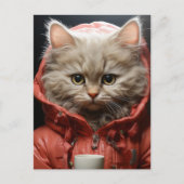 Schattige kat met koffie briefkaart (Voorkant)