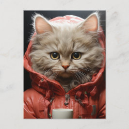 Schattige Kat Met Koffie Briefkaart