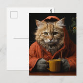 Schattige kat met koffie briefkaart (Voorkant / Achterkant)