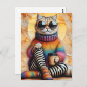 Schattige kat met koffie briefkaart (Voorkant / Achterkant)