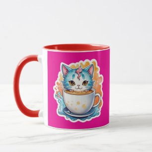 Schattige Kat Met Koffiemok Cartoon Ontwerp-94678 Mok