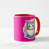 Schattige Kat Met Koffiemok Cartoon Ontwerp-94678 Mok (Voorkant rechts)