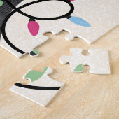 Schattige kat met lichten en kerstboomtop kerstfee legpuzzel (Zijkant)