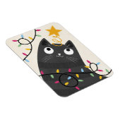 Schattige kat met lichtjes en kerstboomtopper Kers Magneet (Rechterzijde)