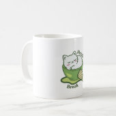 Schattige kat met matcha-drank koffiemok (Voorkant links)