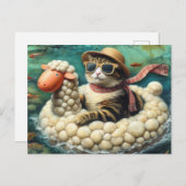 Schattige kat met op schapenfloatie briefkaart (Voorkant / Achterkant)