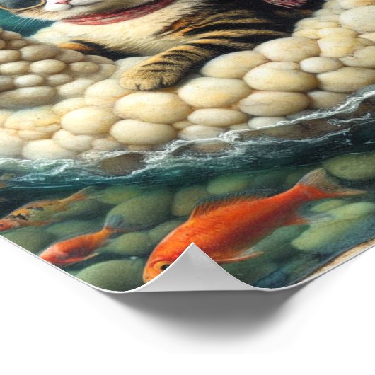 Schattige kat met op schapenfloatie poster (Hoek)