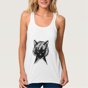 Schattige kat met pruik (stijl 6) Fine Art Tanktop