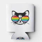 schattige kat met regenboogzonnebril blikjeskoeler (Achterkant)
