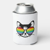 schattige kat met regenboogzonnebril blikjeskoeler (Blikje Achterkant)