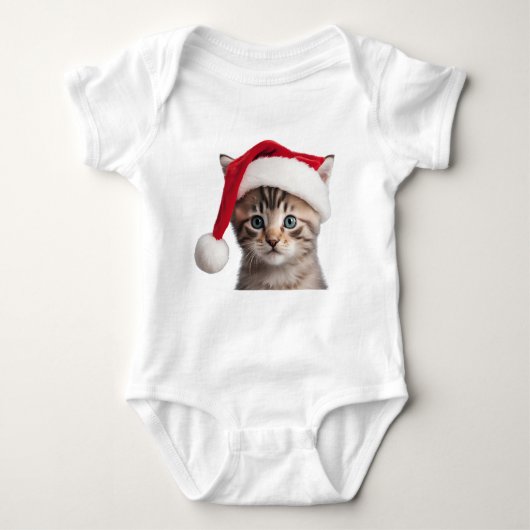 Schattige kat met Santa Hat, Santa Kitten Romper (Voorkant)