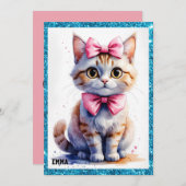 Schattige kat met strik gelukkige verjaardag kaart (Voorkant / Achterkant)