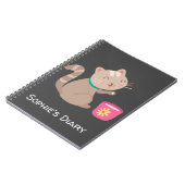 Schattige kat met theekopje cartoon notitieboek (Linkerzijde)