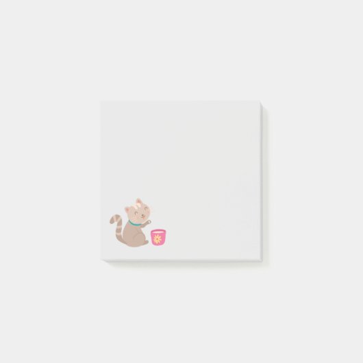 Schattige kat met theekopje cartoon post-it® notes (Voorkant)