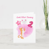 Schattige kat met tweedaagse vogelballonnen kaart (Voorkant)