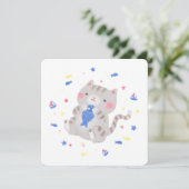 Schattige Kat met vis in zomerillustratie Kaart (Staand voorkant)